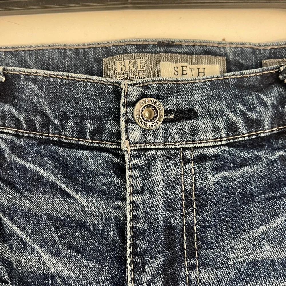 BKE Seth Jeans Mens 38x34 Blue Medium Wash Relaxed Straight Leg Denim Stretch